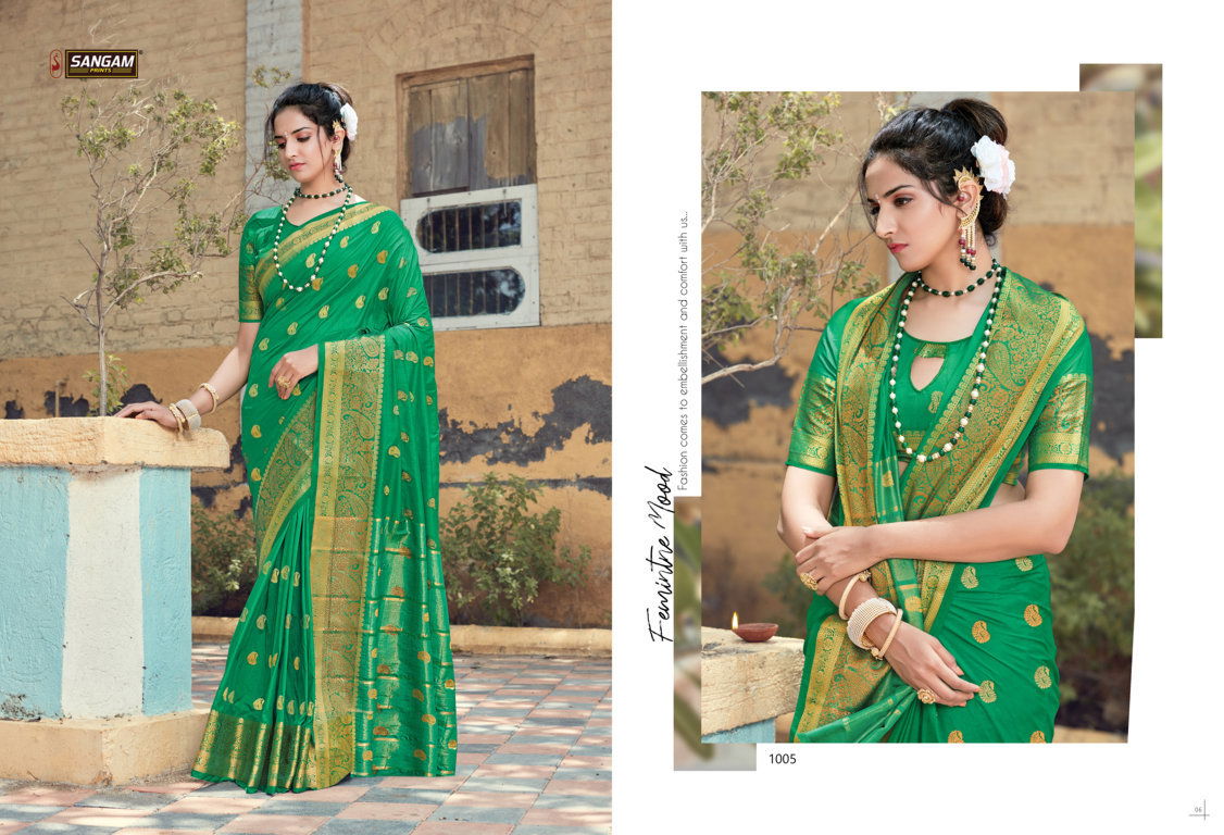 Sangam Indrani Silk Designer Fancy Latest Festive Wear Soft Silk Saree Collection